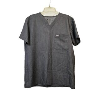 Figs Men's Size Medium Leon Three-Pocket‎ Gray Scrub Top